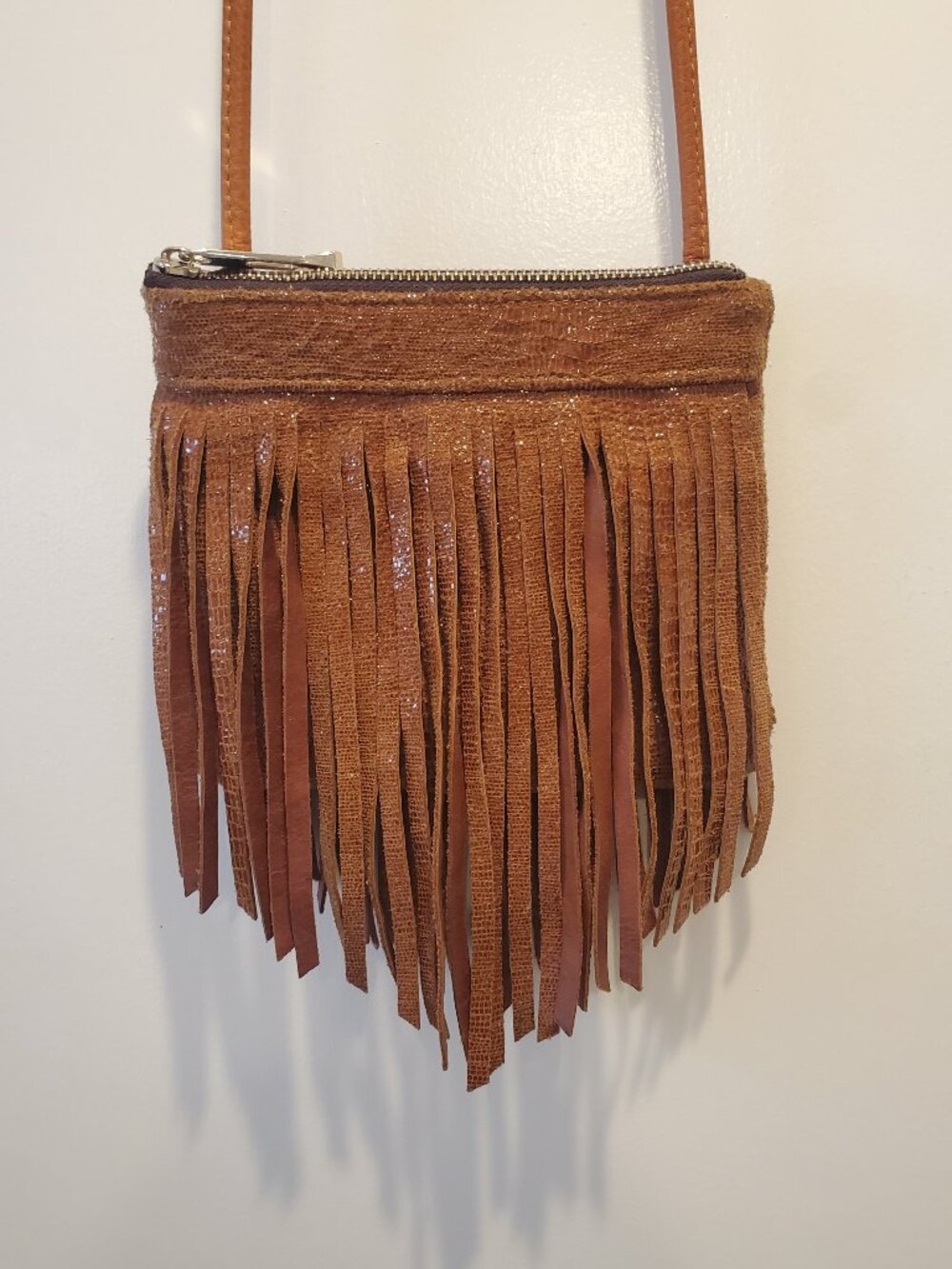 GG Boss Genuine Leather Brown Tassel Crossbody Bag Made in USA